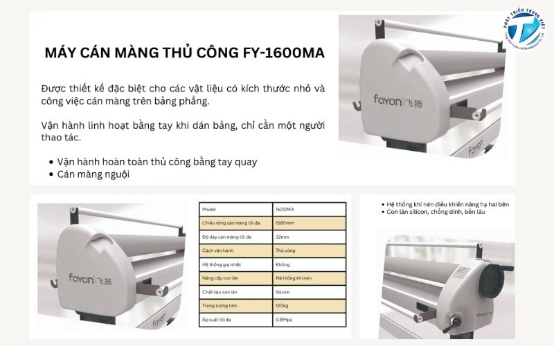 Máy cán màng 1600MA dạng thủ công